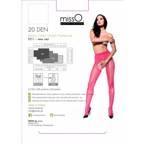 MissO P211 Rajstopy z otwartą strefą, czerwone, L/XL, połysk 144740329
