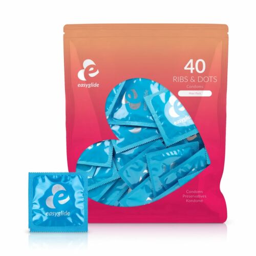 EasyGlide Borda és Pontok óvszer, 40 darabos, texturált óvszer - Óvszer