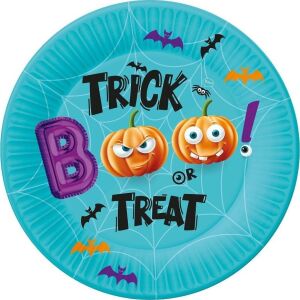 Godan 3160611 Boo! Csokit vagy csalunk papírtányér, 18 cm - 6 db-os