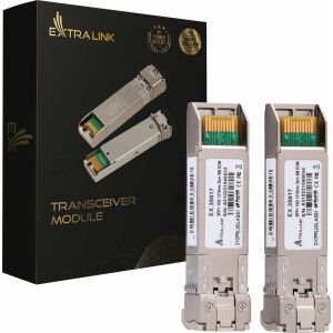 Extralink SFP+10G 2-pack | SFP+modul | 10 Gbps, LC/UPC, 1310 nm, 2km, egymódú, DOM 144751752 - Switch modul