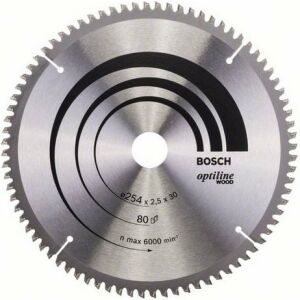 Disc pentru fierastrau circular, Bosch Optiline Wood 254 x 2,5 x 30mm, 80T 144753361 - Construcții și renovări