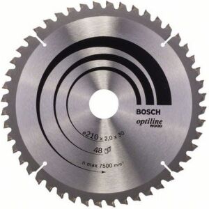 Disc de tăiat circular pentru lemn Optiline, Ø 210mm, 48Z (găurire 30mm, pentru ferăstraie de tăiat și de înclinat) 144764464 - Instrument