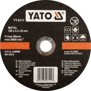 Yato YT-6110 acél vágókorong, 125 x 3,2 x 22 mm, fémhez