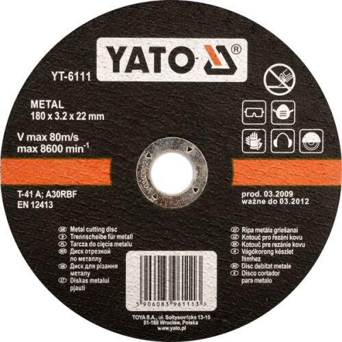 Yato YT-6110 acél vágókorong, 125 x 3,2 x 22 mm, fémhez 144766907