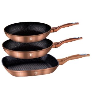 SET MIT 3 GRANITPFANNEN BERLINGER HAUS ROSE GOLD LINE BH-1279 144773166 - Koch- & Backgeschirr