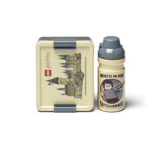 LEGO Lunch-Box Set Harry Potter Hogwarts (beige/grau, 2-teilig, mit Trinkflasche) 144776207 - LEGO Botanische Sammlung, LEGO Icons, LEGO Technik, LEGO-Ideas, LEGO Speed Champions und LEGO Harry Potter