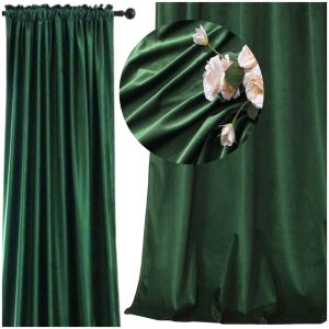 Zasłona welurowa na taśmie 250x140 gruba zielona zaciemniająca welur gotowa 144786846 - Függöny