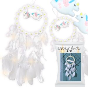 Łapacz snów jednorożec dzieci makrama ozdoba pióra biała dekoracja prezent 144787260 - Álomfogó