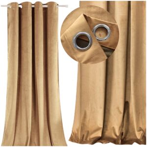 Gruba zasłona welurowa przelotkach beżowa kółka velvet zaciemniająca gotowa 144787391 - Függöny