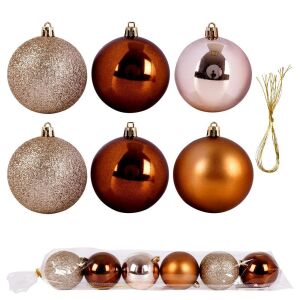 Törhetetlen borostyán karácsonyi gömbdíszek 7 cm 6 db. 144788523 - Szezonális dekoráció