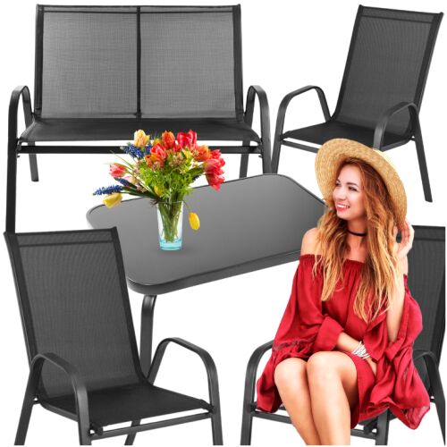 Meble ogrodowe zestaw mebli ogrodowych komplet metalowe 2 krzesło sofa stół 144788761