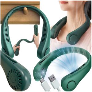 Wiatrak na szyję mini wentylator chłodzący sportowy przenośny zielony mały