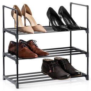 Fekete fém cipőtartó, 3 szintes, 57x28x55 cm 144791560 - Előszoba bútor