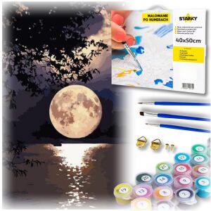 Kreatywny zestaw do malowania po numerach obraz z ramą farby pędzle księżyc