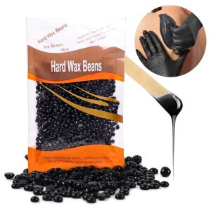 Wosk twardy do depilacji bezpaskowej twarz nogi bikini granulki czarny 100g