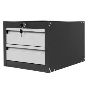 Mega-M szerszámos szekrény munkapadokhoz, 2 fiókkal, Szé-37 cm x Mé-48,6 cm x Ma-34 cm, 01 rendszer grafit/szürke előlap N