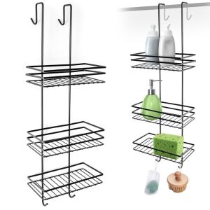 Fekete fém zuhanypolc, függő