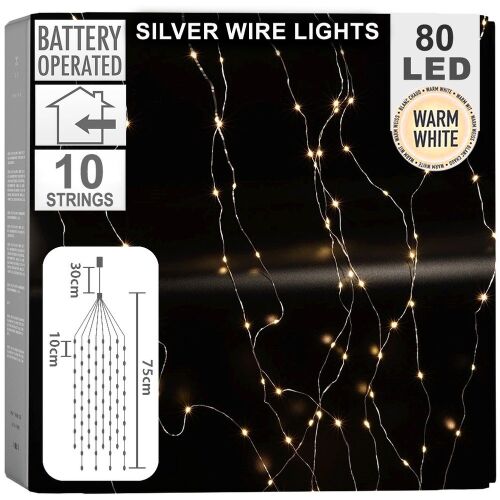Karácsonyfa égők, drótok, 80 LED, 75 cm 144797152 - Fényfüzér