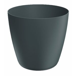 Matt fekete műanyag virágcserép 11,9x10,9 cm sima fedéllel, antracit színű, Mate