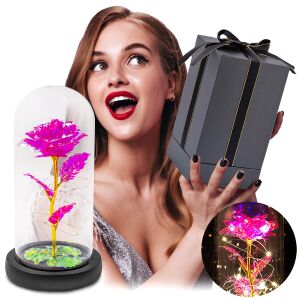 Wieczna róża w szkle led świecąca pomysł na prezent dla bliskiej osoby