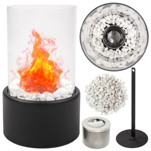 Biokominek bio kominek wolnostojący na biopaliwo stół taras z szybą czarny