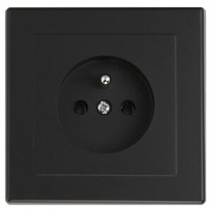 Földelt, 1 db-os aljzat IP20 16A 250V Süllyesztett, matt fekete