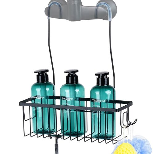 Fekete fém függesztett zuhanypolc 33,5x12,5x38 cm 144801618