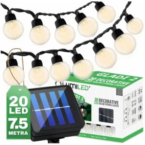 SOLAR GARLAND GLADI 2, 30 LED G40 16,7 M - PL-767198 Fényfüzér 144802410 - Fényfüzér