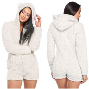 Kostium piżama jednoczęściowa kombinezon cieplutki z kapturem uszy miły s 144803994 - Női pizsama