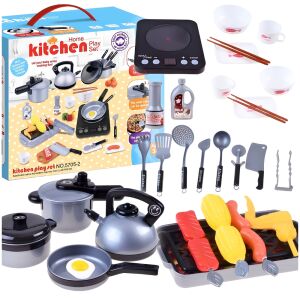 Duży zestaw przybory meble kuchenne zabawki edukacyjne dzieci jedzenie