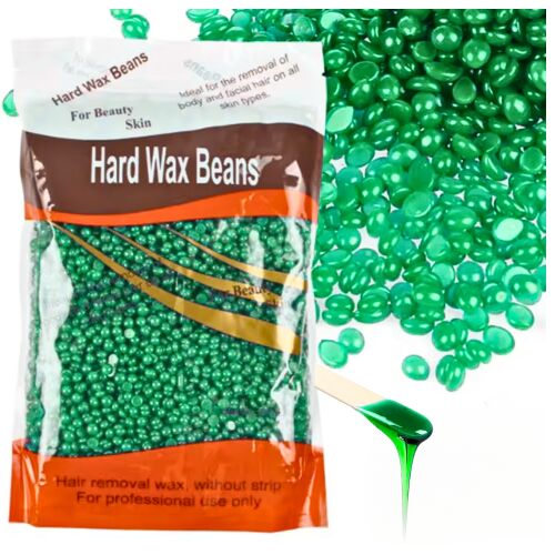 Wosk do depilacji twardy granulki dropsy zielony nogi twarz bikini 100gram 144804860