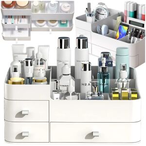 Organizer szkatułka na kosmetyki biżuterię pudełko szuflady pojemnik biały 144806983 - Kozmetikai rendszerező