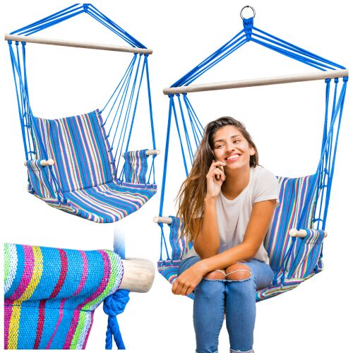 Hamak krzeszło brazylijskie wiszące fotel ogrodowy turystyczny podłokietnik 144810151