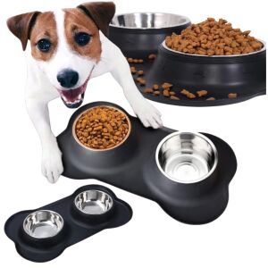 Miska antypoślizgowa poidło dla psa kota metalowa na wodę podwójna gumowa PetJet
