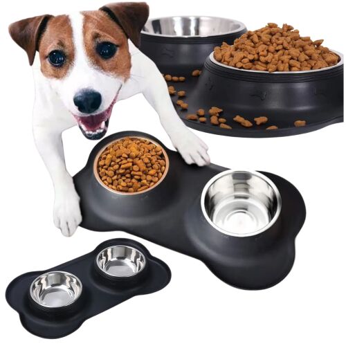 Miska antypoślizgowa poidło dla psa kota metalowa na wodę podwójna gumowa PetJet 144810330