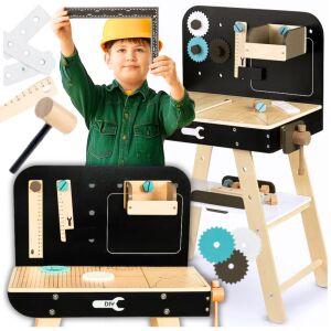 Warsztat drewniany dla dzieci zestaw narzędziemi akcesoria prezent dziecko 144812527 - Barkácsolás