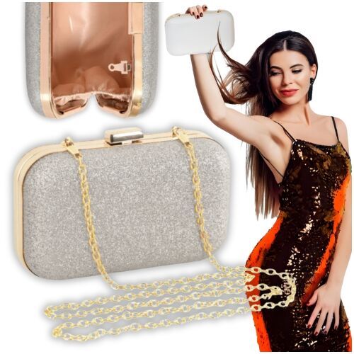 Torebka listonoszka kopertówka mała srebrna wieczorowa wizytowa mini ślub 144813030