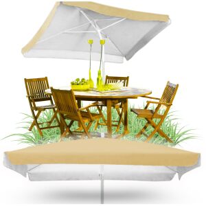 Duży parasol ogrodowy plażowy kwadrat łamany 160 x 160 cm beżowy czasza xxl