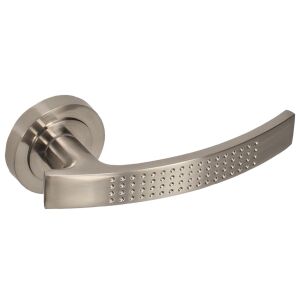 Belső ajtókilincs, osztott kerek lemez, szálcsiszolt nikkel