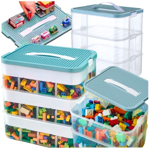 Pojemnik 3-warstwowy na klocki organizer z przegródkami 3 piętrowy kuferek 144822405