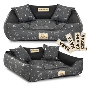 KINGDOG kutyafekhely 115x95 cm személyre szabott vízálló ezüst csontokkal 144824128 - Kutyafekhely