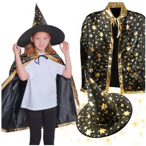 Varázsló jelmez kalap karneváli jelmez szett köpeny csillagok