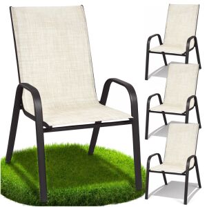 Krzesła ogrodowe metalowe zestaw na taras balkon beżowe fotel ogrodu 4 szt GoGarden 144824981 - Kerti fotel & Szék