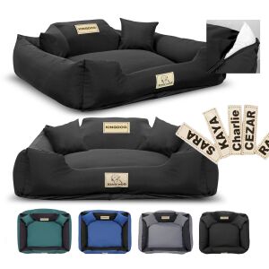 Kutyaágy, járóka, KINGDOG MM43, 75x65 cm, személyre szabott, levehető, csúszásgátló, fekete