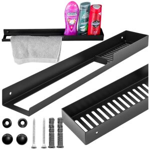 Czarna półka łazienkowa wisząca pod prysznic na ręcznik regał na kosmetyki