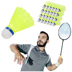 Zestaw lotek do badmintona lotki żółte wytrzymałe aerodynamiczne nylonowe