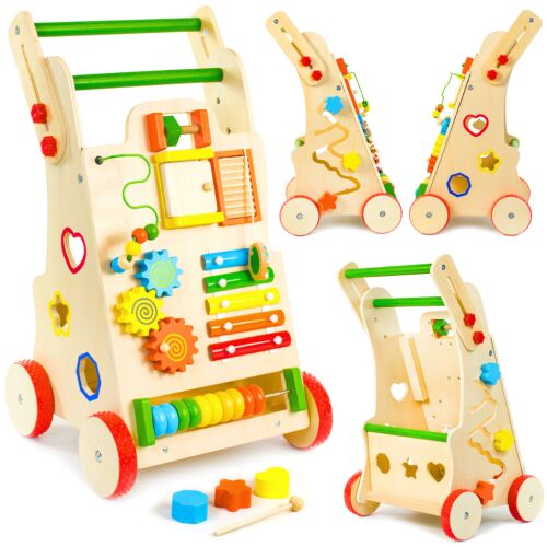 Prezent na roczek jeździk pchacz drewniany chodzik tablica manipulacyjna 144832062