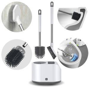 Szczotka toaletowa wc łazienki silikonowa zestaw dokładna gęsta giętka 2szt 144833881 - WC kefe & tartó