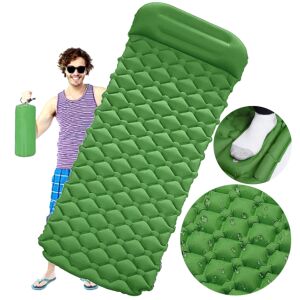 Materac dmuchany wbudowana pompka jednoosobowy turystyczny samopompujący