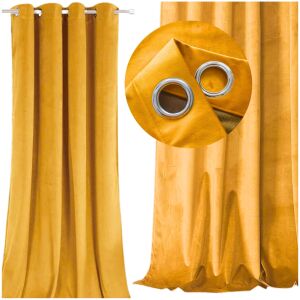 Zasłona welurowa na przelotkach - musztardowa 144834842 - Függöny